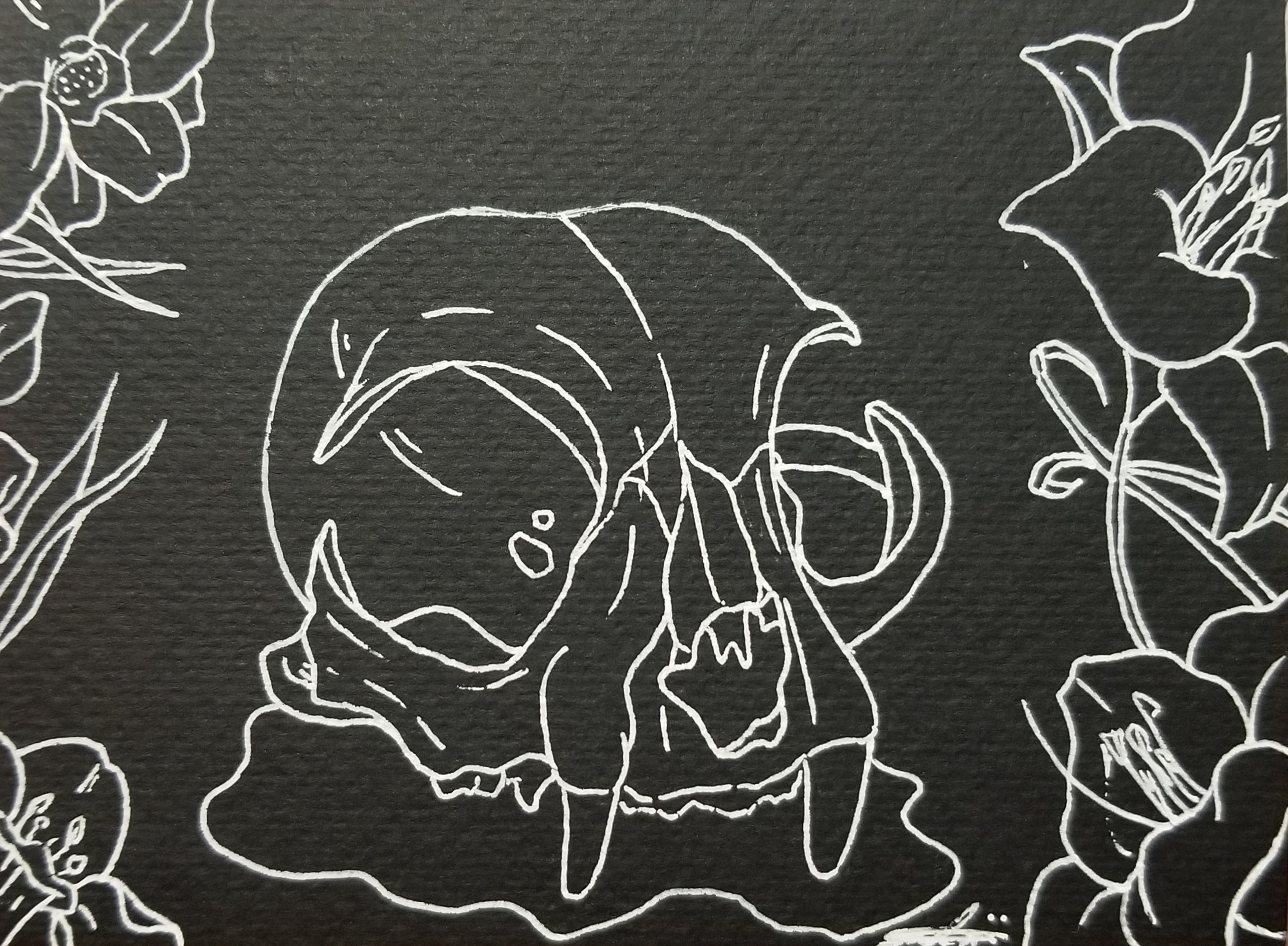 cat-skull-w-flowers-i